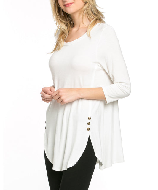 Ivory Side-Button Tunic