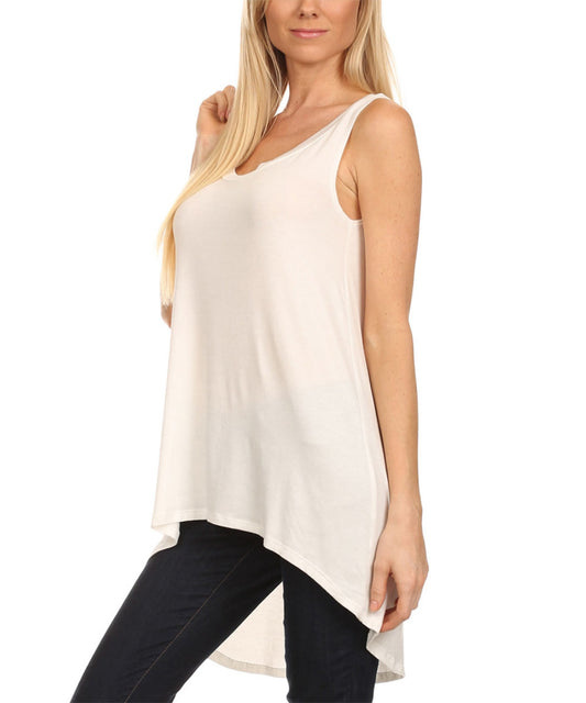 Ivory Scoop-Neck Hi-Low Tank