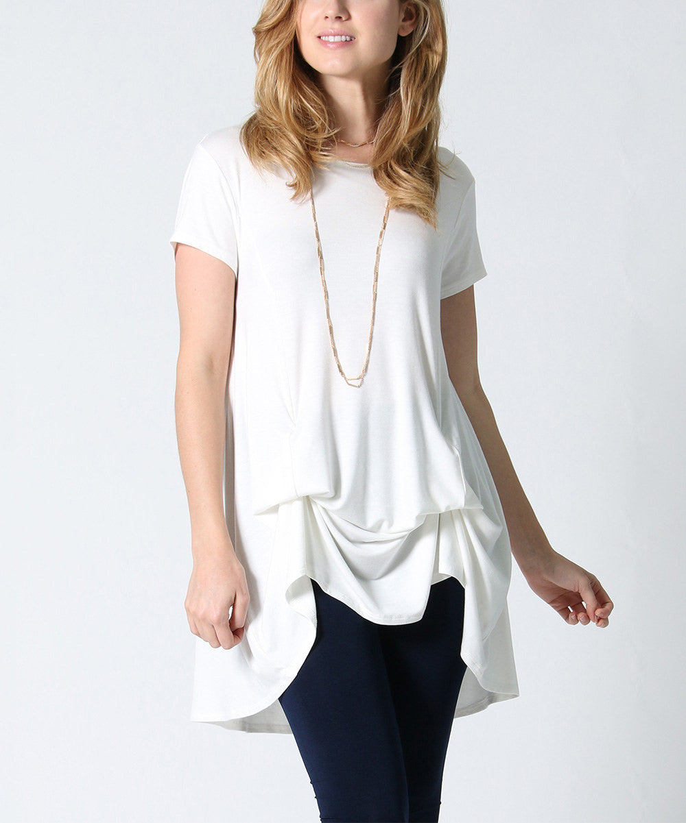 Ivory Convertible Gathered Tunic